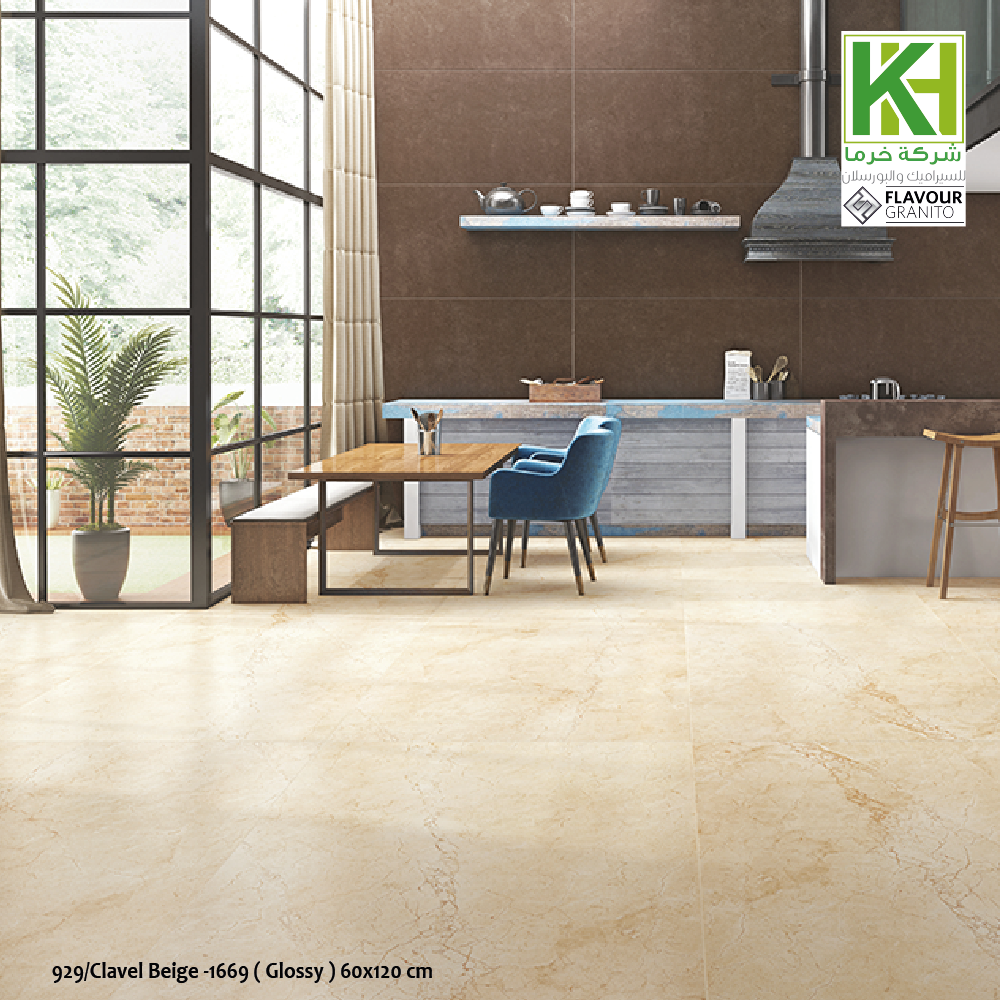 Picture of Indian Glossy Poreclain Tile 60x120cm  Clavel Beige